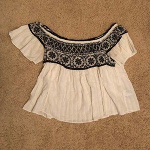 American Eagle Black & White Off The Shoulder Top
